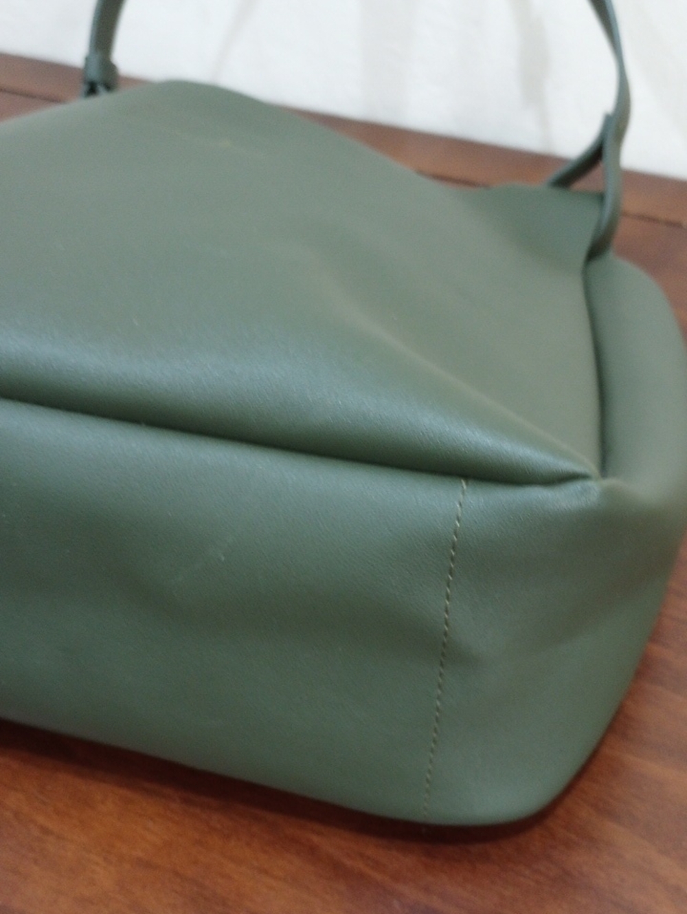 Neiman Marcus Vegan Leather Olive Green Open Tote Bag/Shoulder Purse - NWOT! - Picture 10 of 13